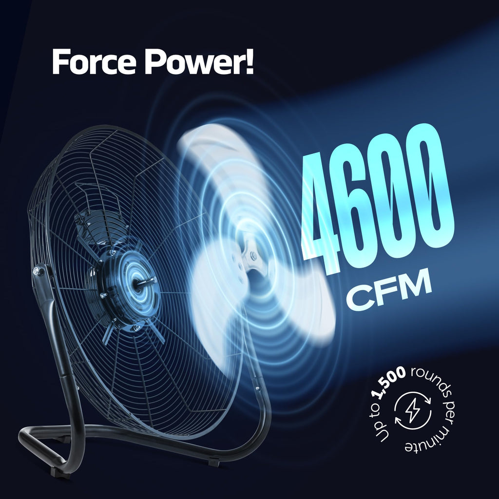 20-Inch 3-Speed High-Velocity Metal Floor Fan F3781