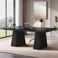 63-Inch Black Executive Desk with Double Pedestal O348218