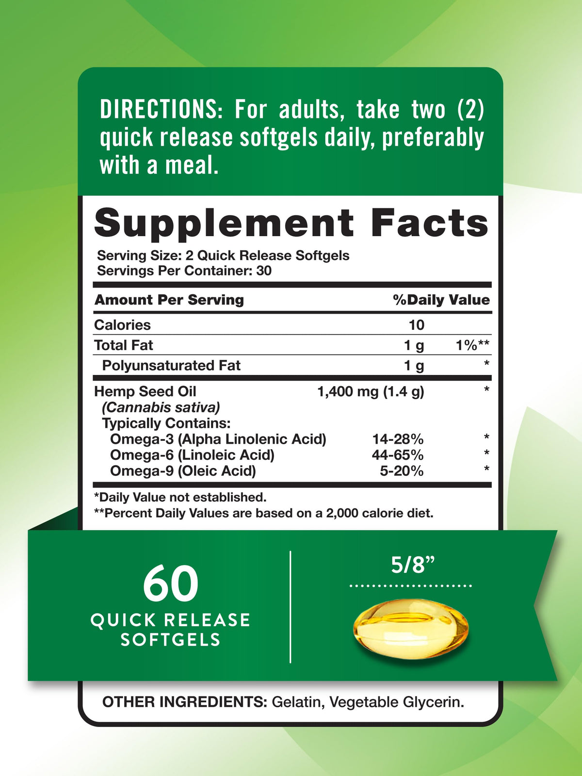 Hemp Oil Softgels 1400mg 60 Count I283387