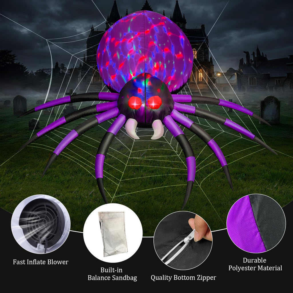 6 FT Inflatable Spider Outdoor Decoration with LED Lights M95684