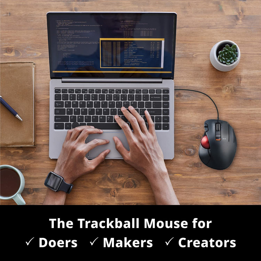 Wired Ergonomic Thumb Control Trackball Mouse J75626