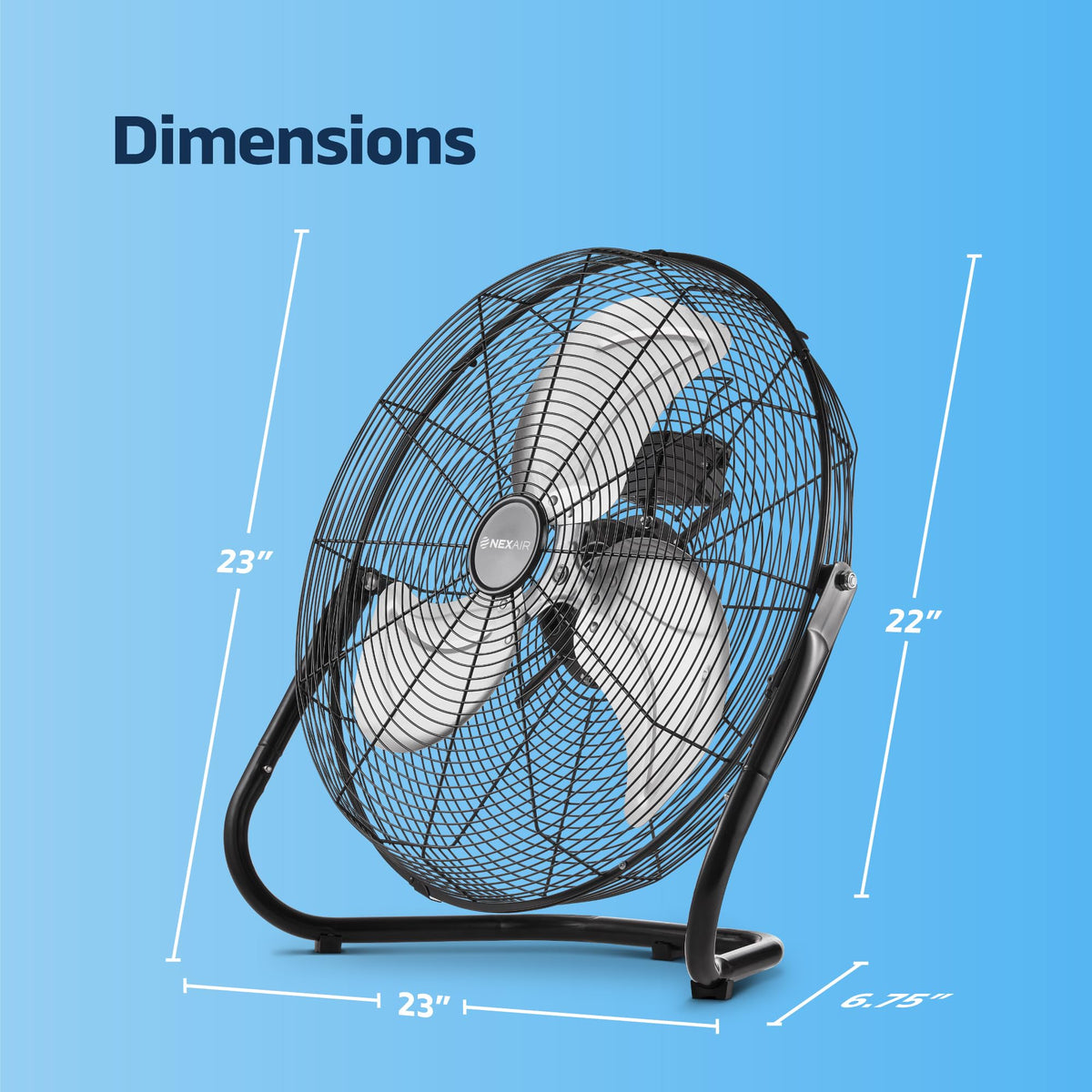 20-Inch 3-Speed High-Velocity Metal Floor Fan F3781