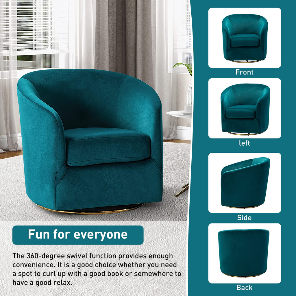 Set of 2 Velvet Swivel Barrel Chair O95781
