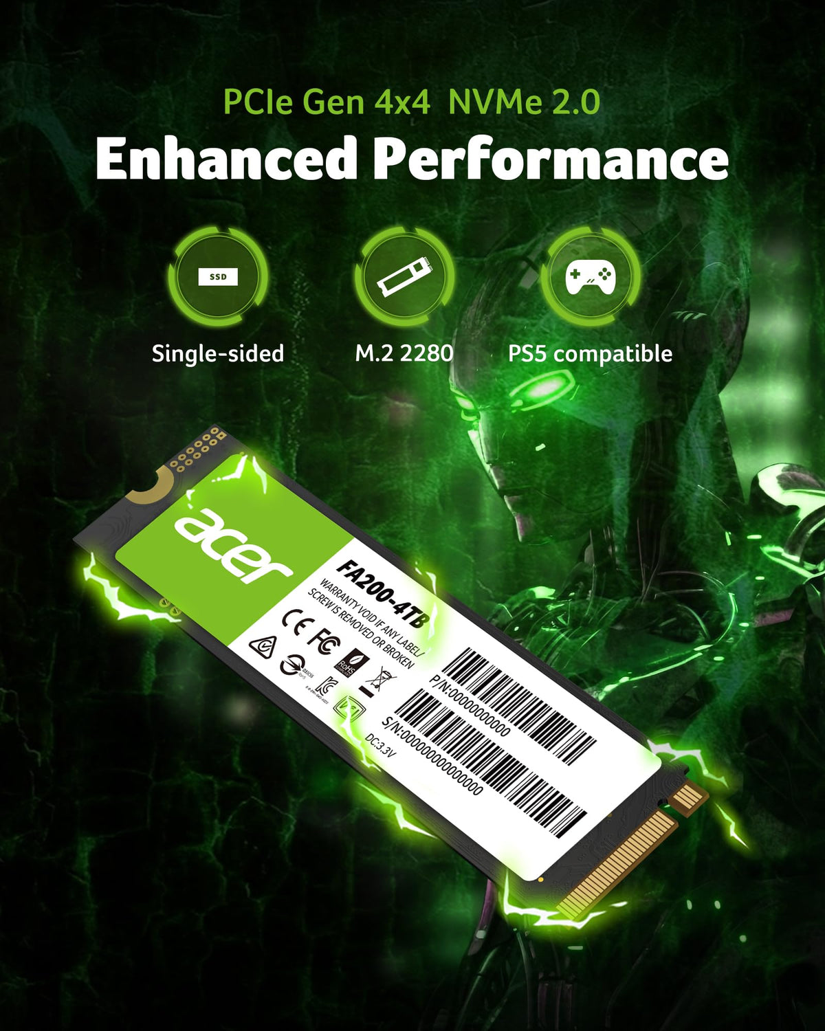 NVMe Gen4 SSD 4TB PCIe 4.0 M.2 2280 Internal Solid State Drive C4461