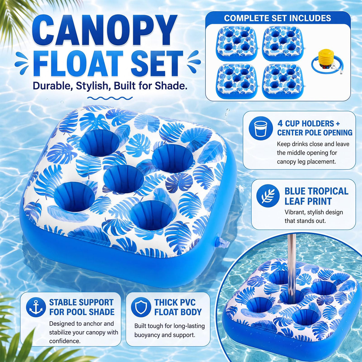4 Inflatable Base Floats with Cup Holders G261