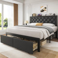 Queen Bed Frame with Upholstered Headboard and 2 Storage Drawers T719