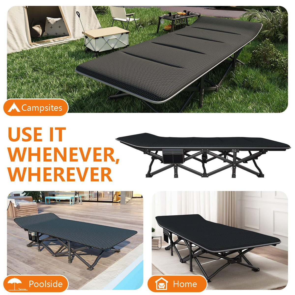 31.5" Wide Camping Cot with Pad N9830