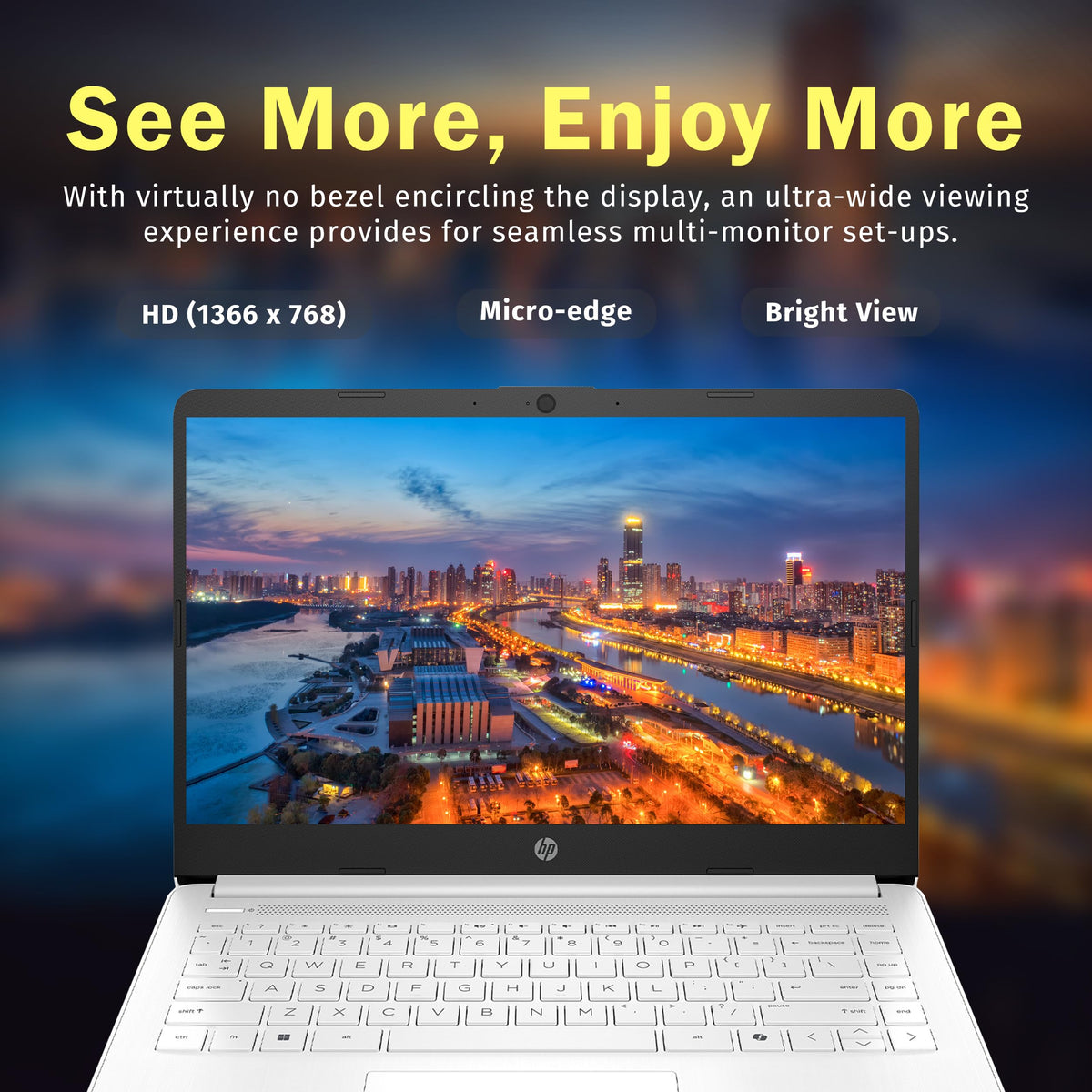 14" HD Laptop, Intel Celeron N4500, 4GB DDR4 RAM, 64GB eMMC, White T950546