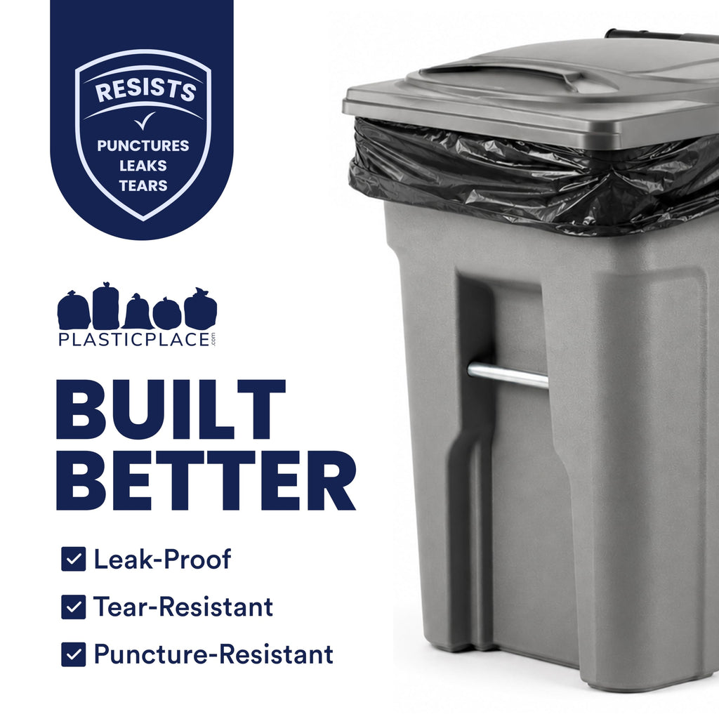 64-65 Gallon Black Heavy Duty Trash Bags, 25 Count R78573