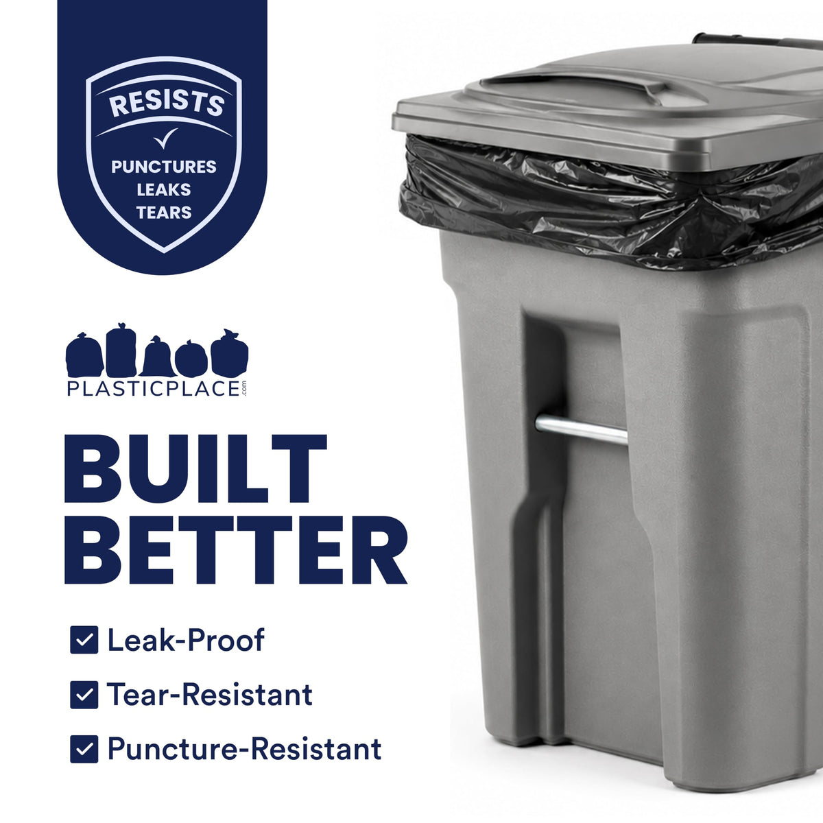 64-65 Gallon Black Heavy Duty Trash Bags, 25 Count R78573