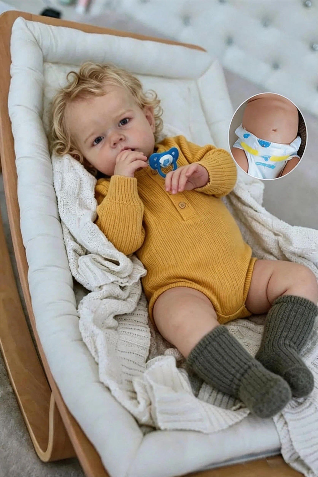 22" Realistic Baby Doll Boy Blonde Hair U416368