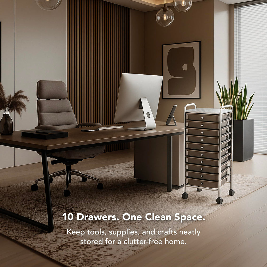 10 Drawer Rolling Storage Cart with Black Drawers B839017