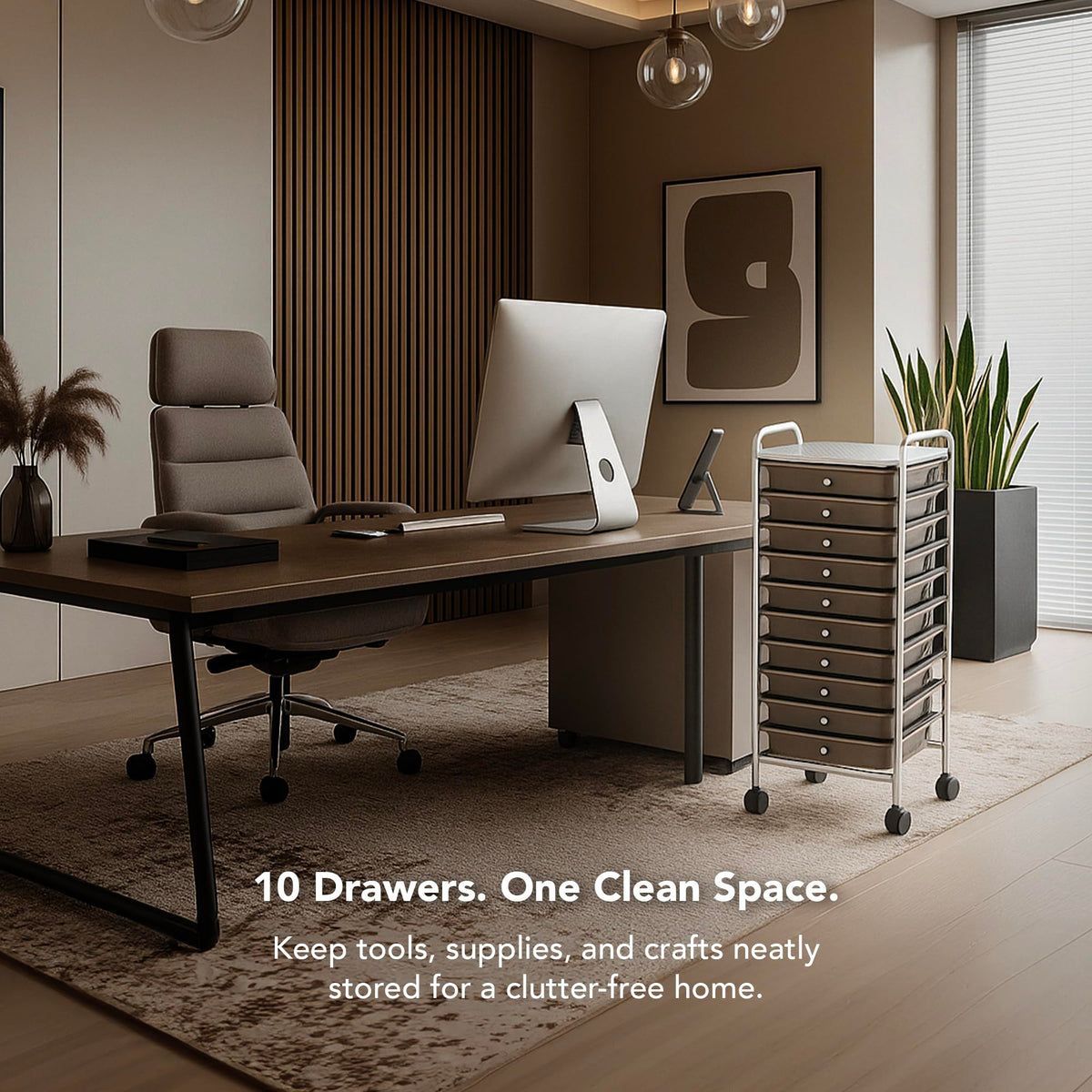10 Drawer Rolling Storage Cart with Black Drawers B839017