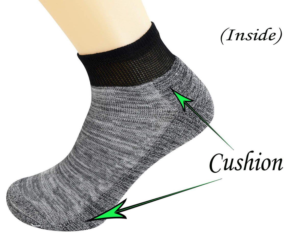 Men's 5 Pairs Low Cut Diabetic Socks with Cushion Sole and Seamless Toe E998