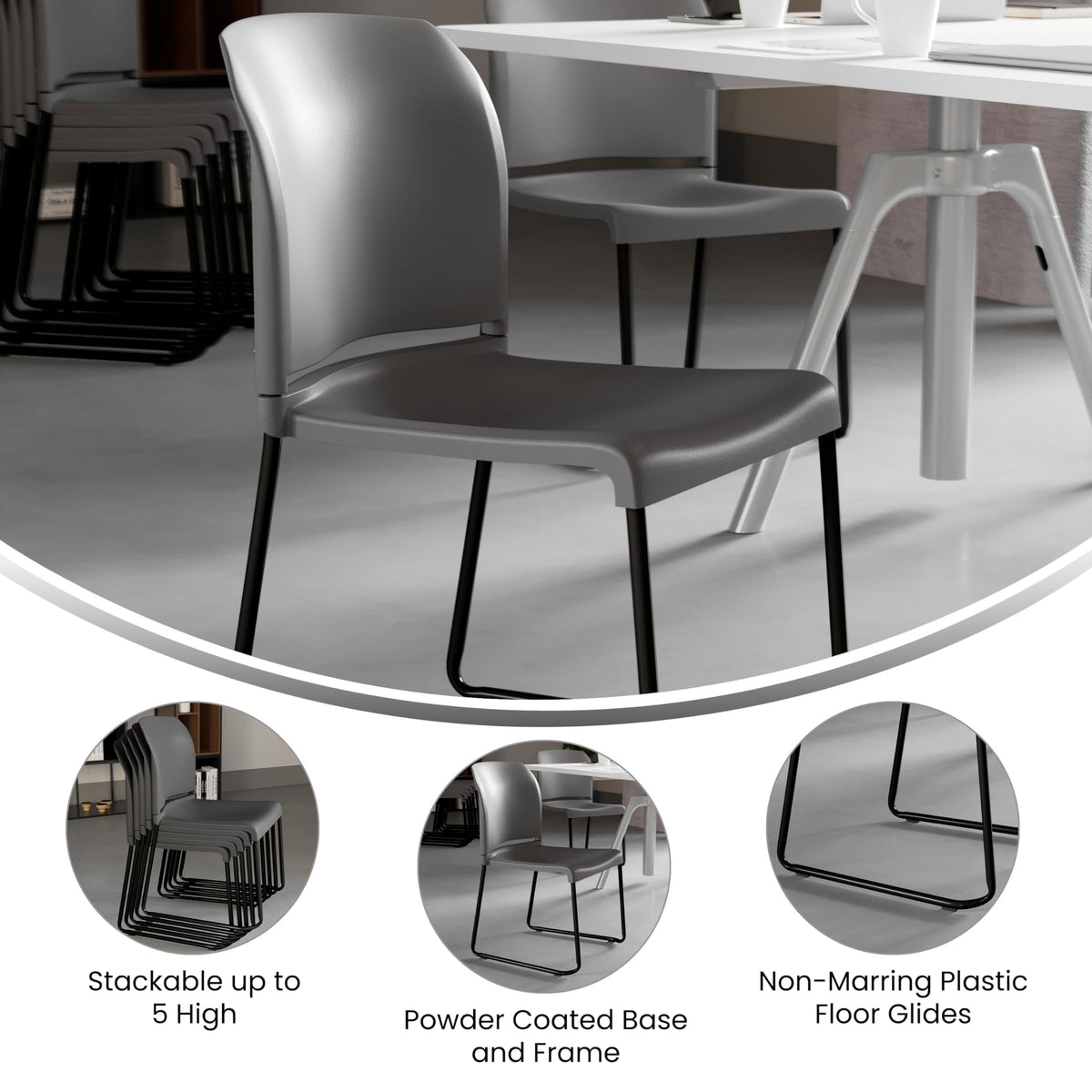 Gray Stacking Chairs Set of 5 W581827