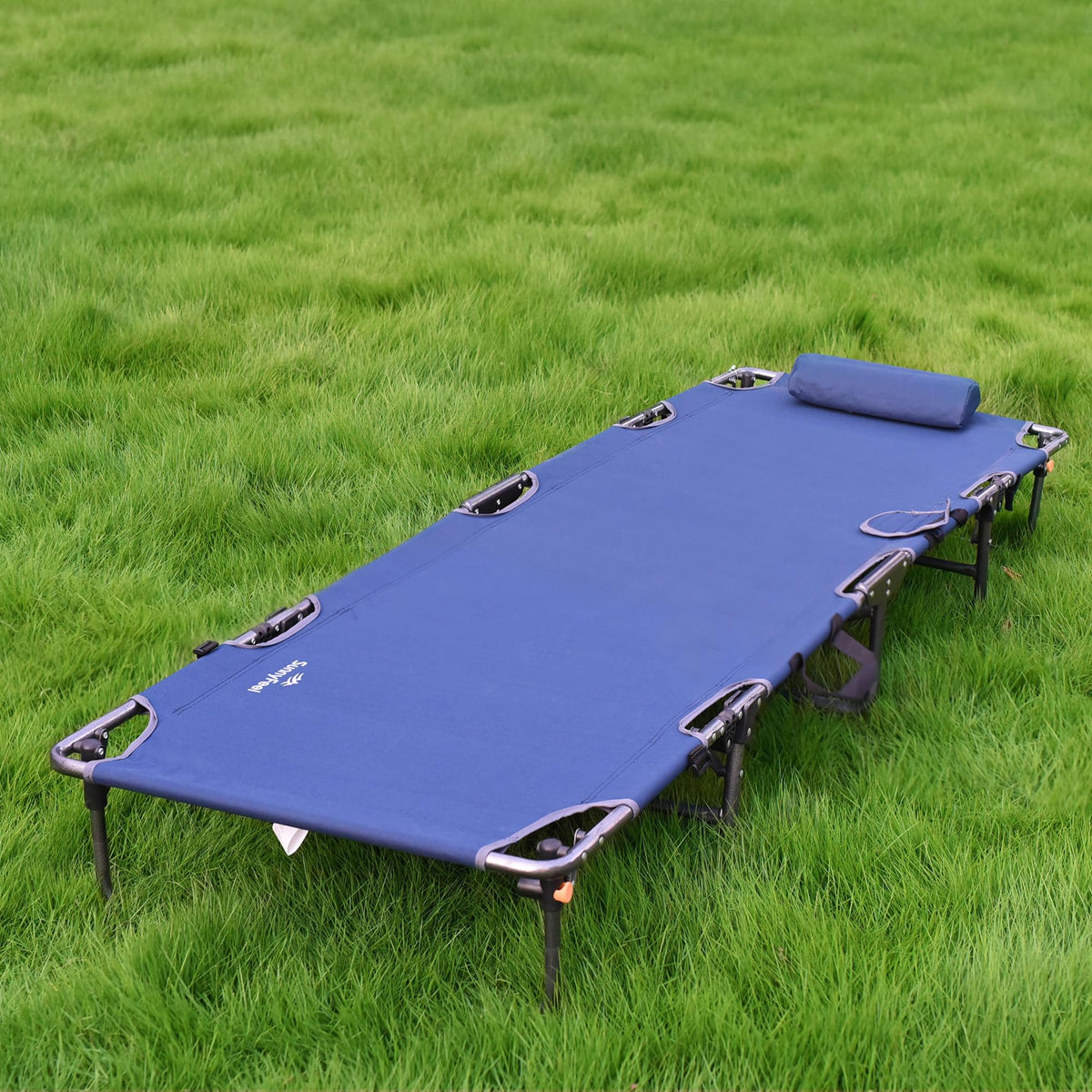 Portable Folding Camping Cot with Pillow Blue 2PC E140