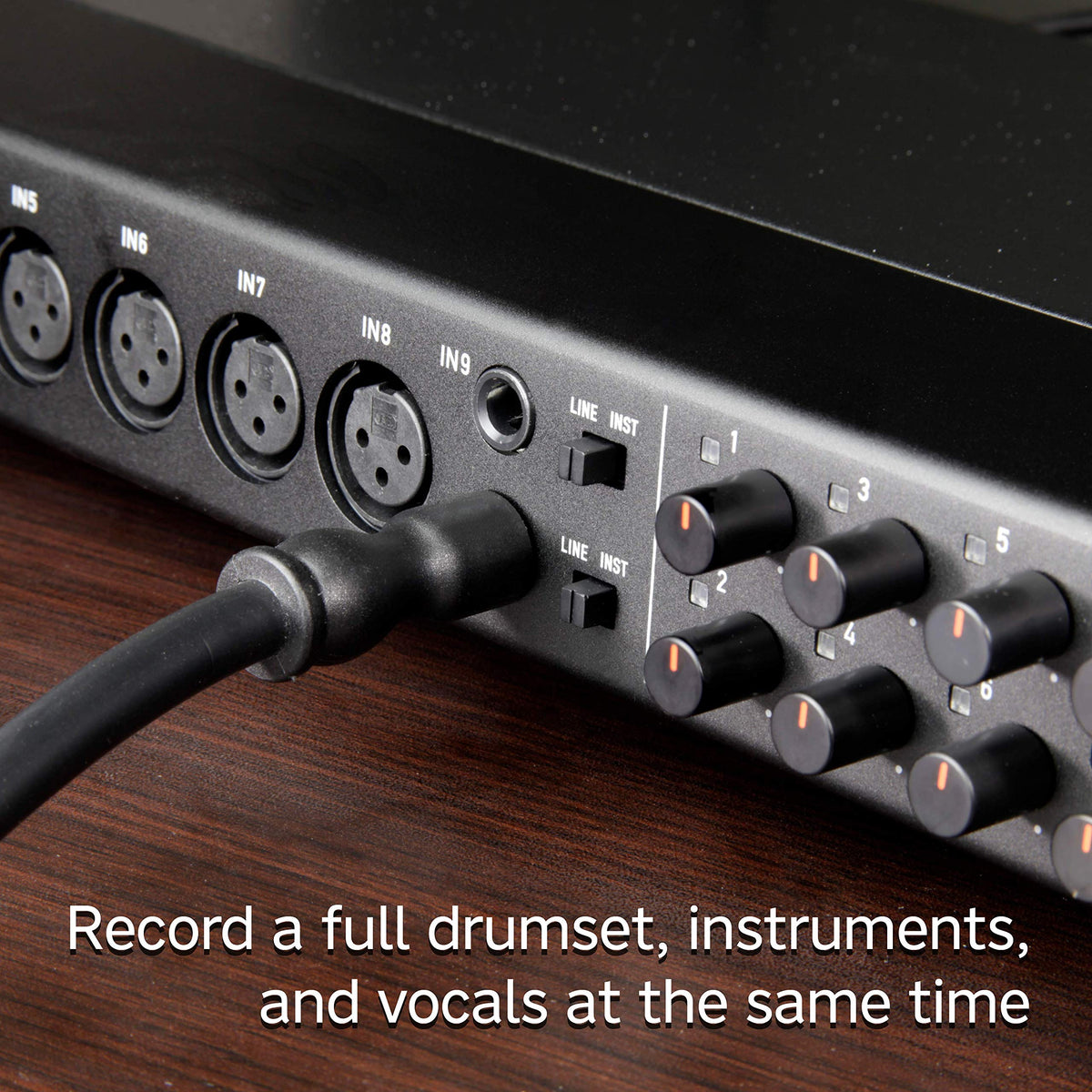 Rackmount USB Audio/MIDI Interface, 8 XLR/8 1/4" Inputs, 8 Outputs, Black Q563980