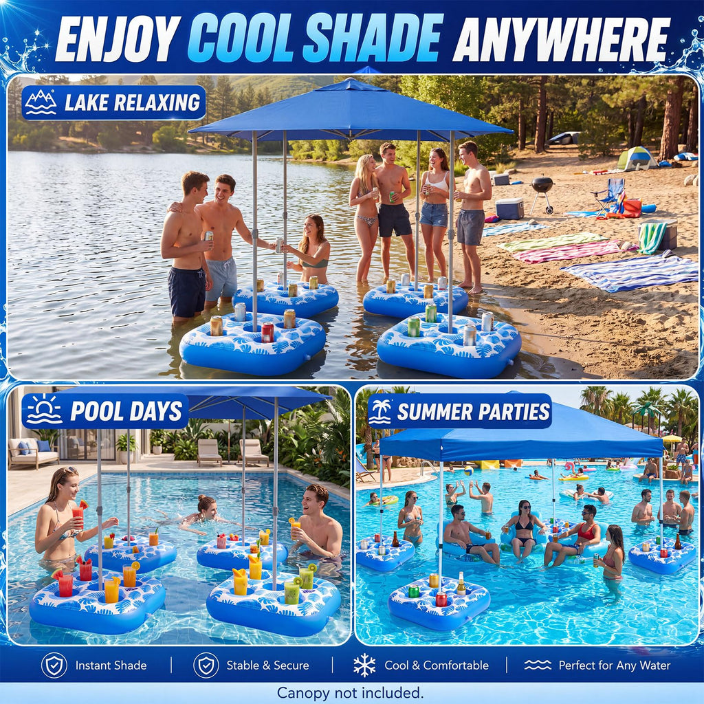 4 Inflatable Base Floats with Cup Holders G261
