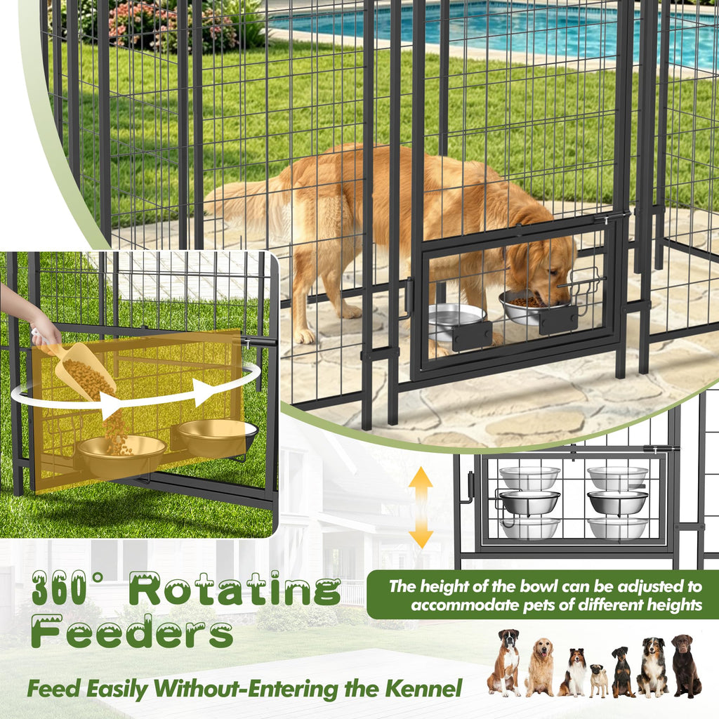 8x4x6 FT Outdoor Dog Kennel with Swivel Feeder H8265