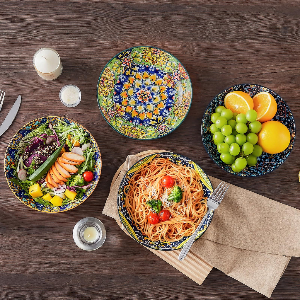 Pasta Bowls Set of 4, 42oz Ceramic Serving Bowls Q721770