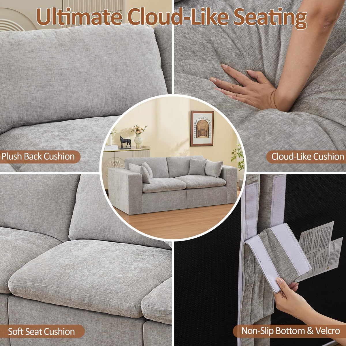 Light Grey Chenille Modular Sectional Sofa C23538