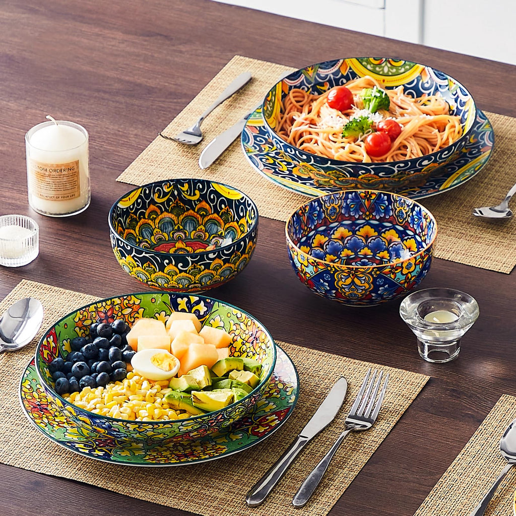 Pasta Bowls Set of 4, 42oz Ceramic Serving Bowls Q721770