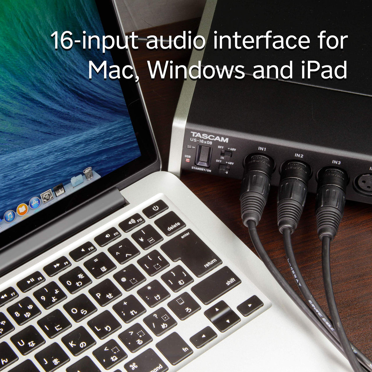 Rackmount USB Audio/MIDI Interface, 8 XLR/8 1/4" Inputs, 8 Outputs, Black Q563980