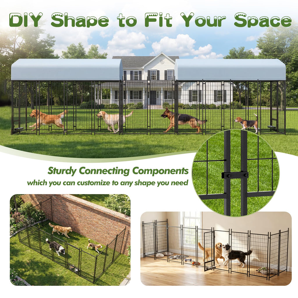 8x4x6 FT Outdoor Dog Kennel with Swivel Feeder H8265