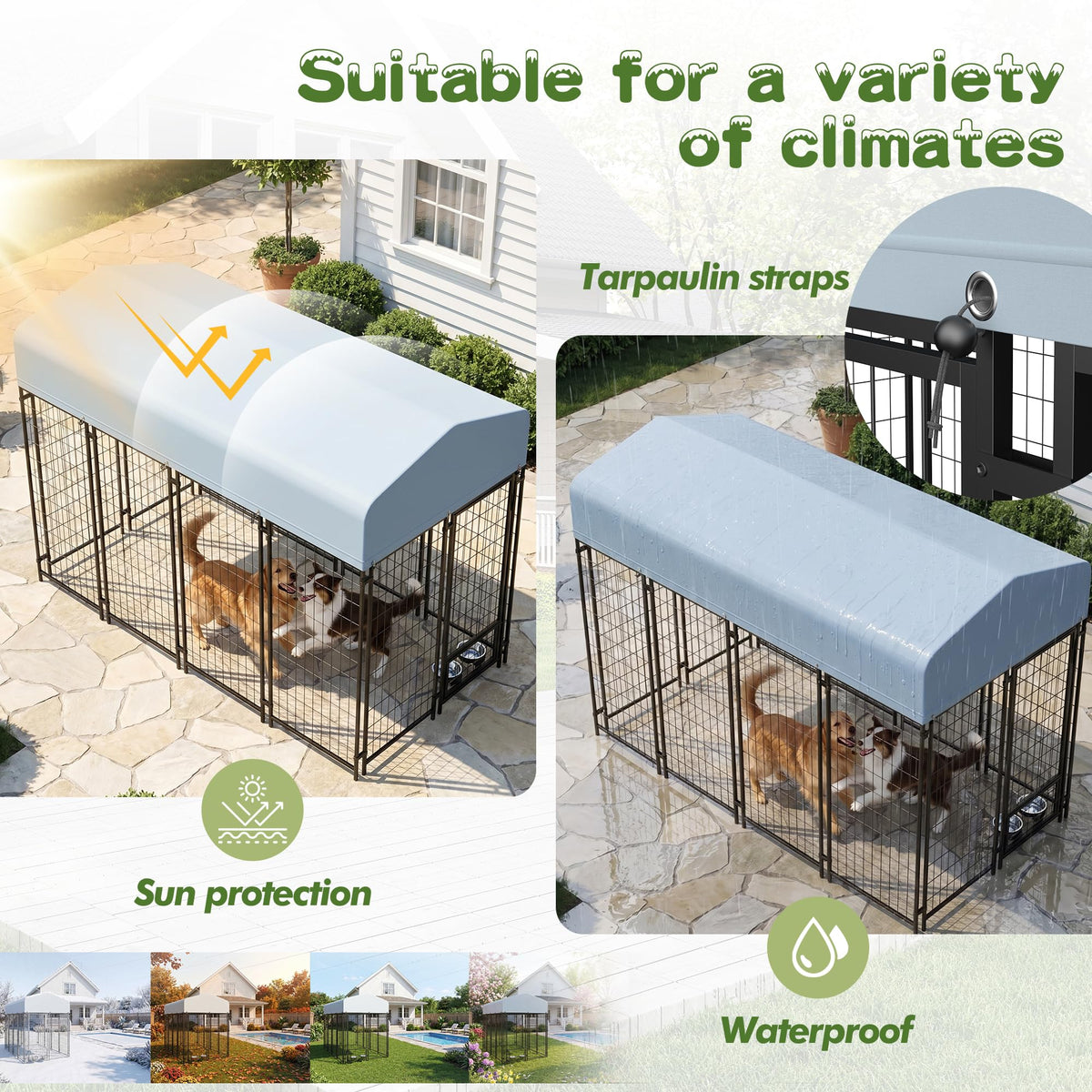8x4x6 FT Outdoor Dog Kennel with Swivel Feeder H8265