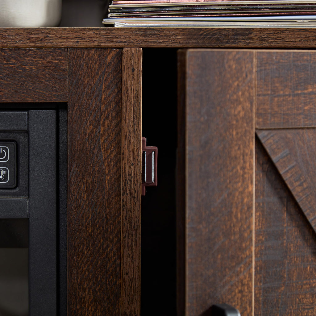 Farmhouse TV Media Stand with 18" Fireplace Insert, Espresso V519