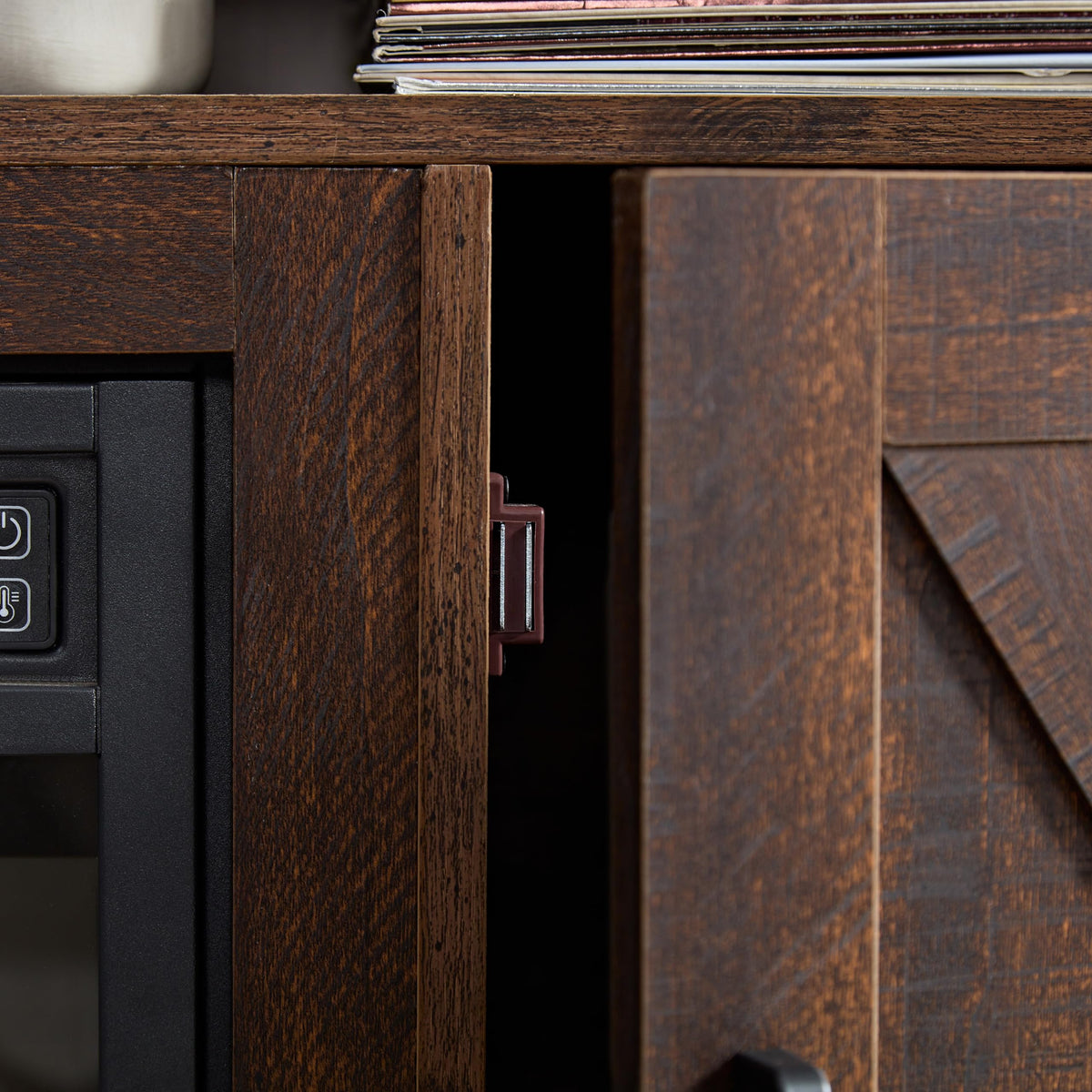 Farmhouse TV Media Stand with 18" Fireplace Insert, Espresso V519