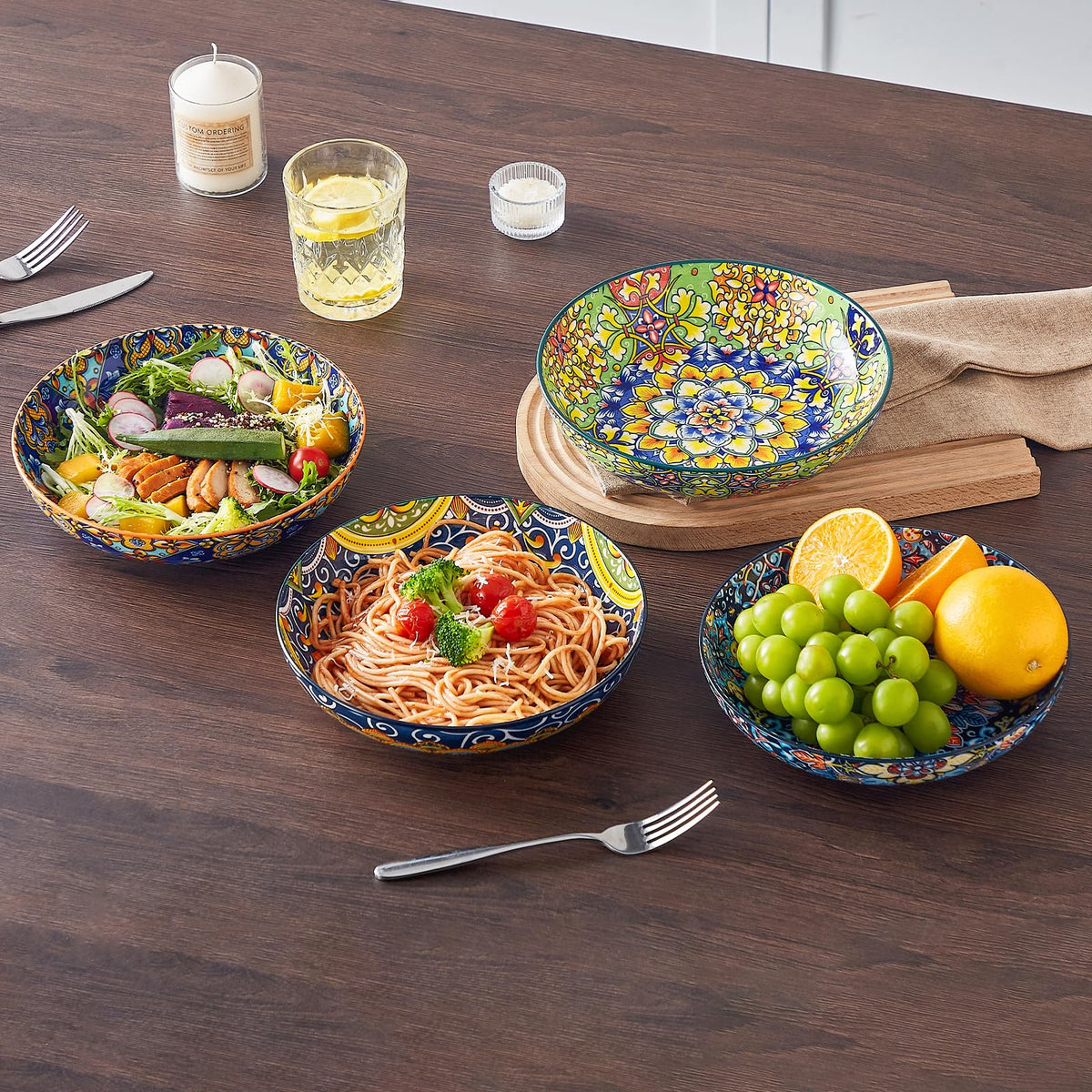 Pasta Bowls Set of 4, 42oz Ceramic Serving Bowls Q721770