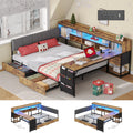 Corner Bed Frame Full Size with Storage & Desk V1619