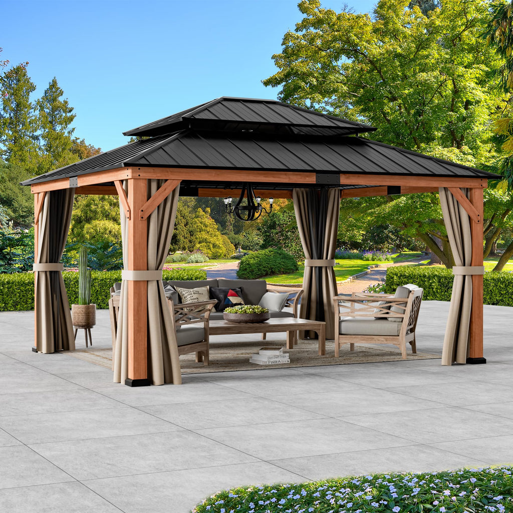 Wood Gazebo 13x15 with Galvanized Steel Roof V54085