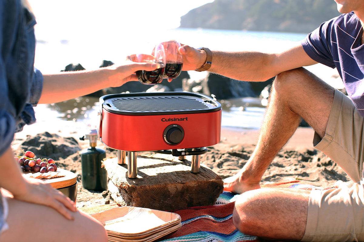 Portable Gas Grill with Cutting Board and Non Stick Cast Iron Grate U2750