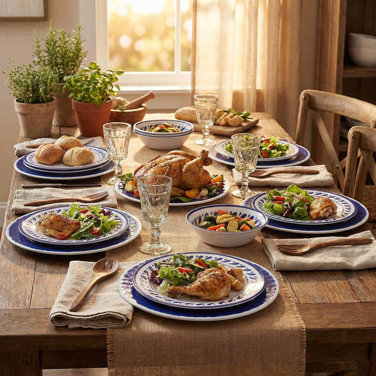 Blue 12-Piece Melamine Dinnerware Set B626335